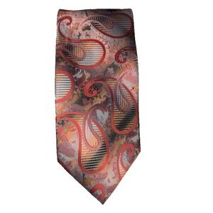 Avanti Uomo Men's Necktie Polyester Pink Red Gold Paisley Classic